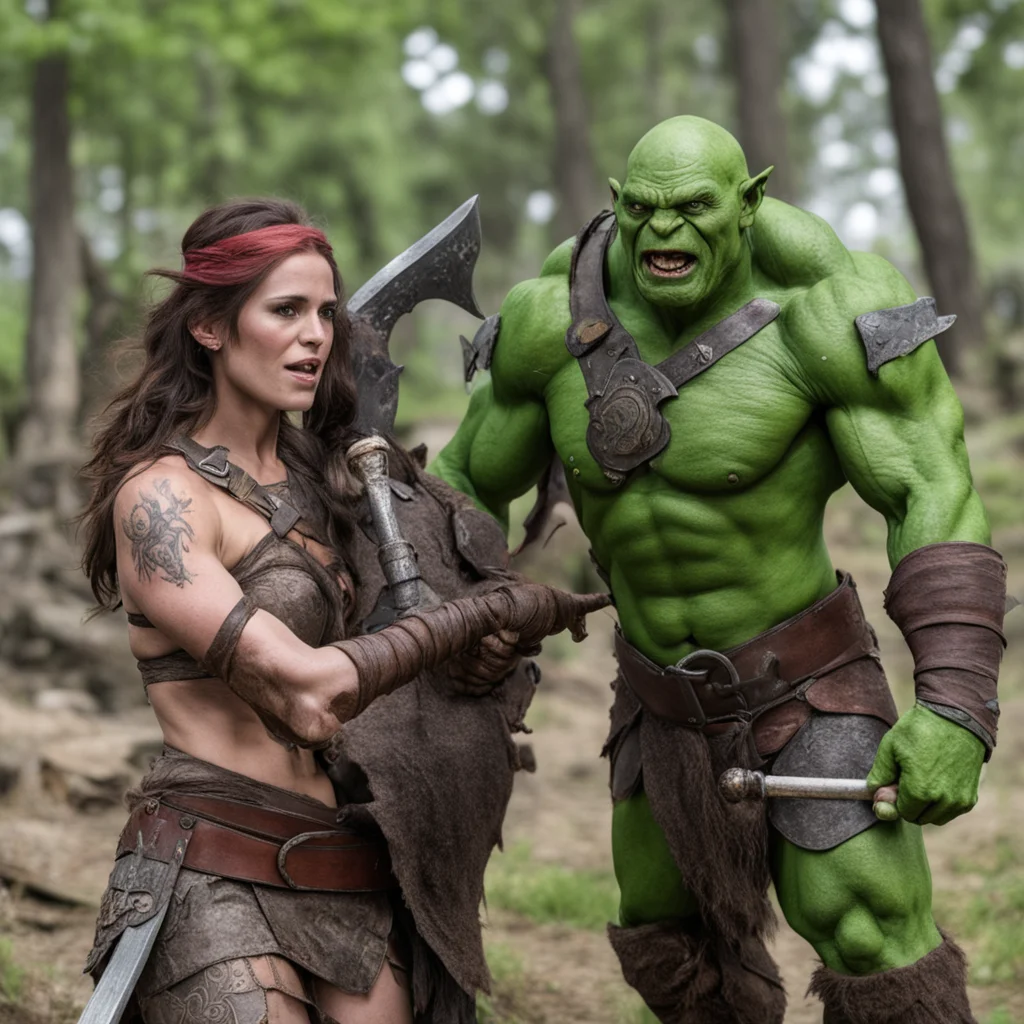 aiwounded warrior princess duels with orc amazing awesome portrait 2