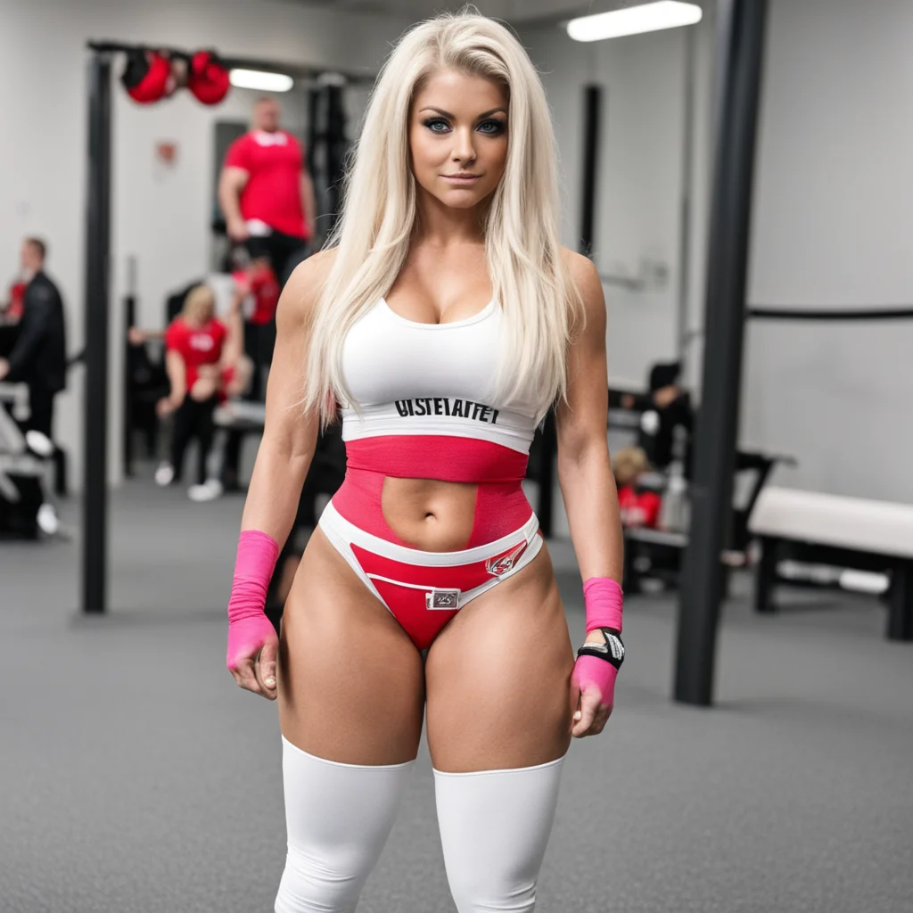 wwe alexa bliss in a gym in a ohio state buckeyes football jersey and a white thong is showing off her booty. good looking trending fantastic 1