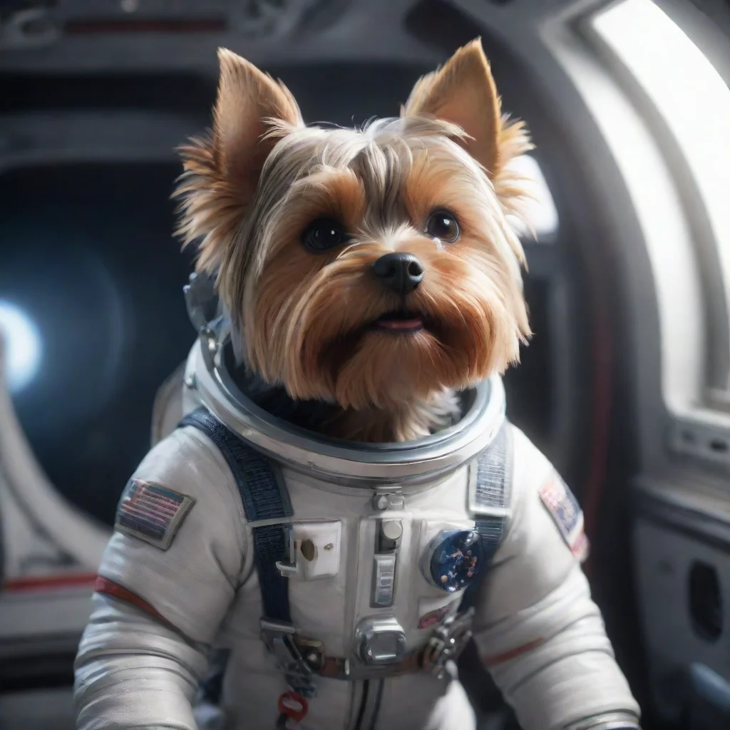 yorkshire terrier astronaut 3d render unreal engine hyper realistic trending artstation