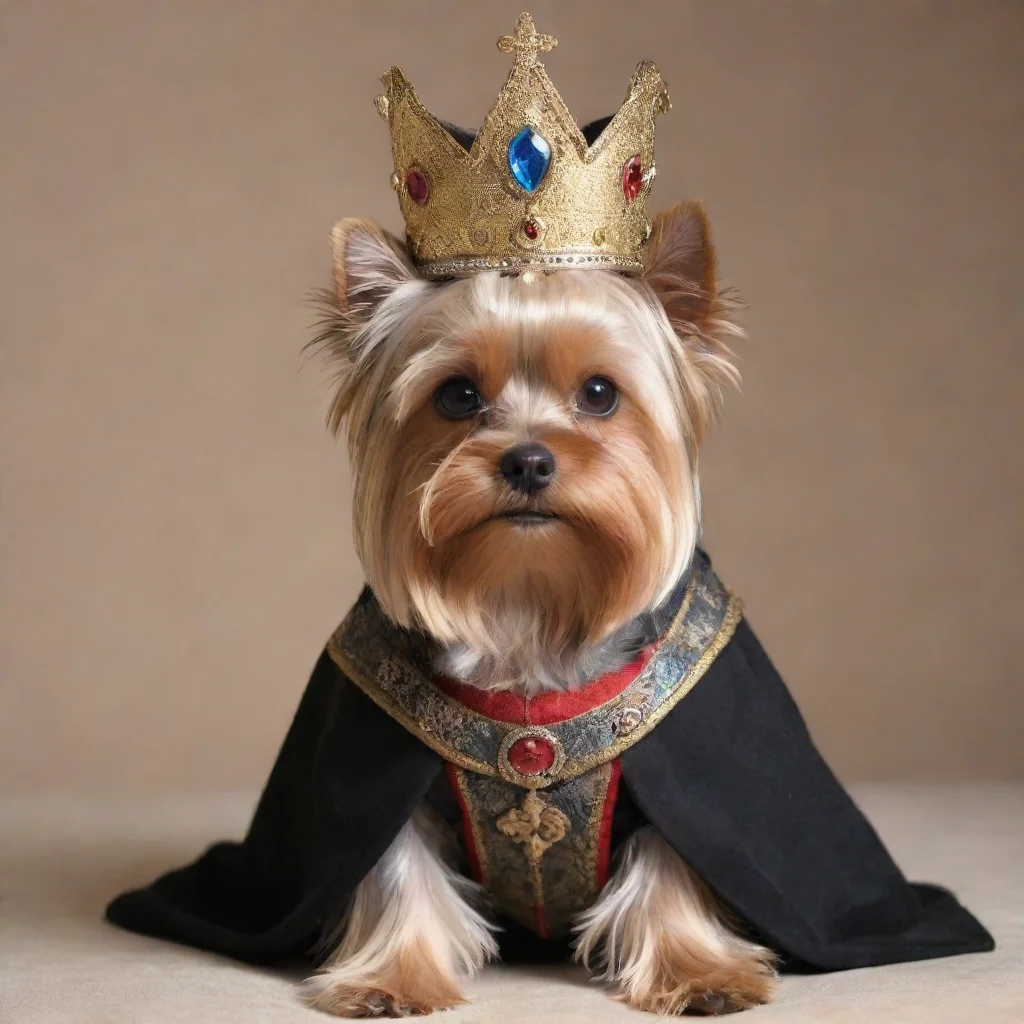 aiyorkshire terrier dressed as a medieval king