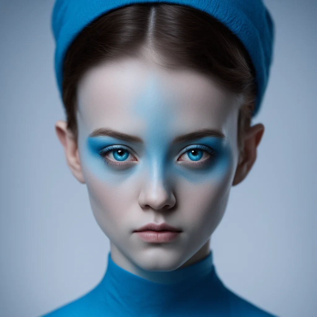 young androgynous face symmetric elegant cgsociety cinematic blue resistance yearbook photo smurf uplight