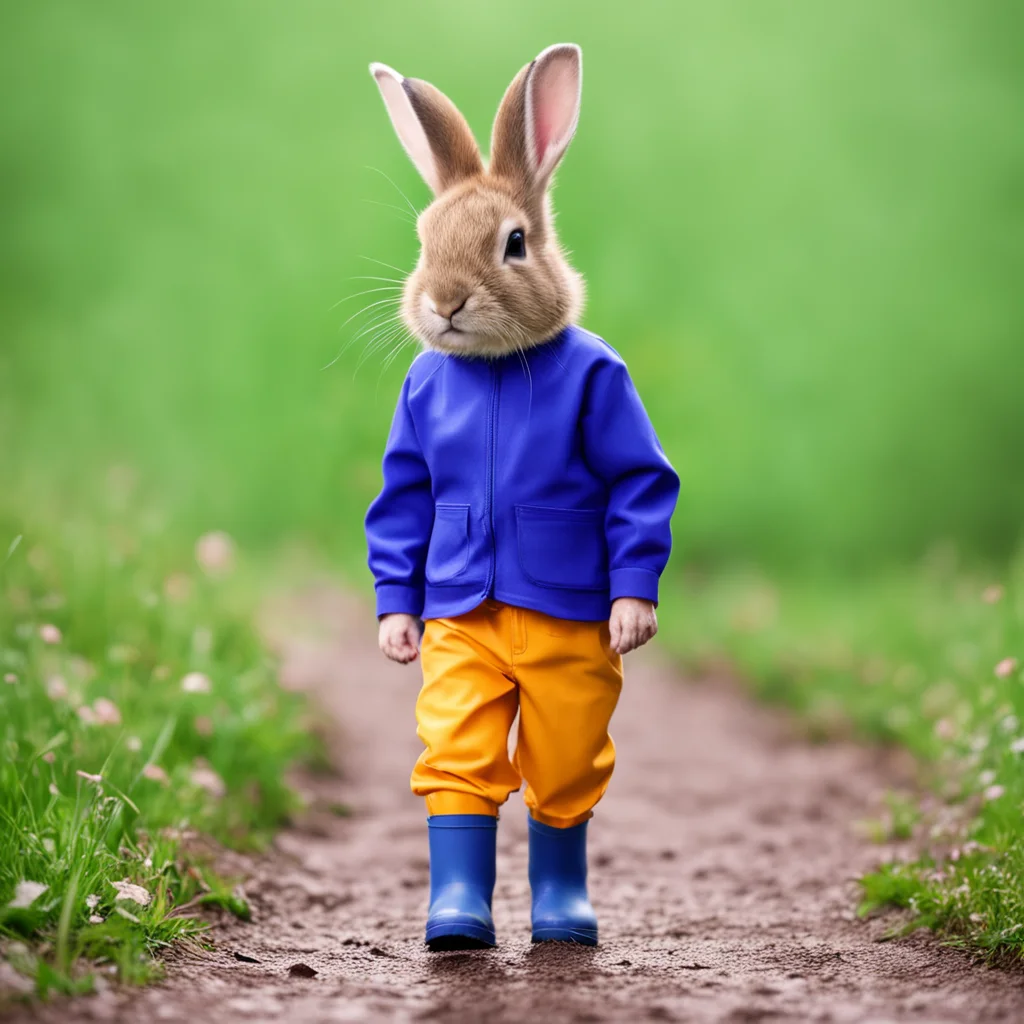 young boy rabbit cute walking in rubberboots  confident engaging wow artstation art 3