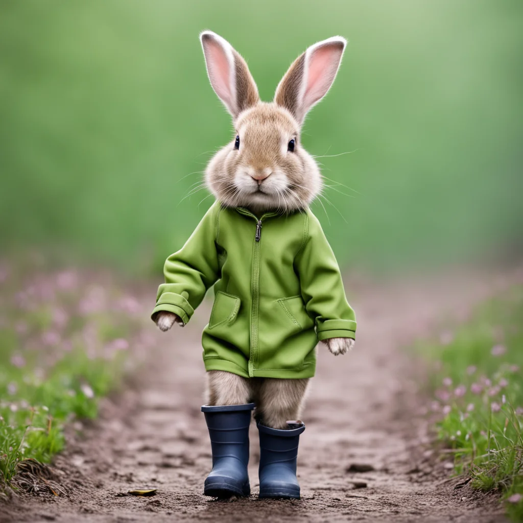 aiyoung boy rabbit cute walking in rubberboots  good looking trending fantastic 1