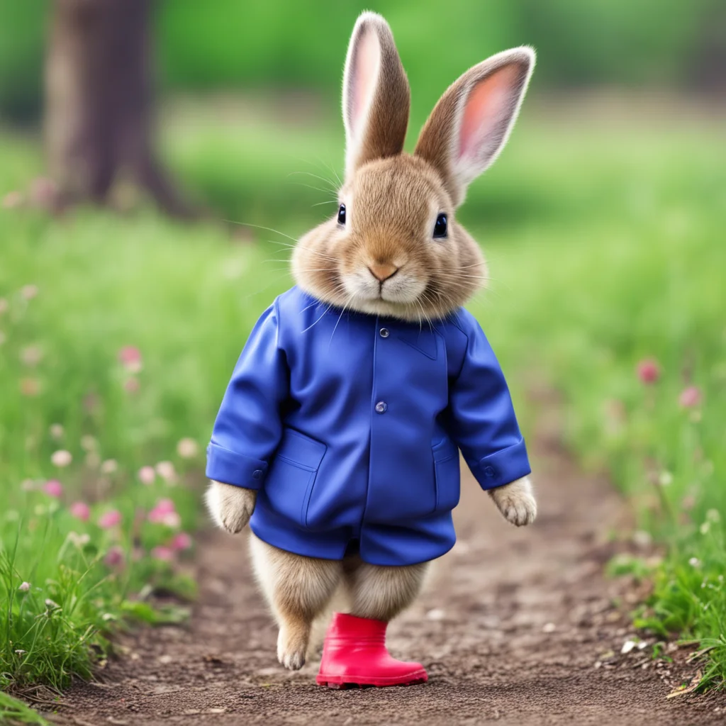 aiyoung boy rabbit cute walking in rubberboots 