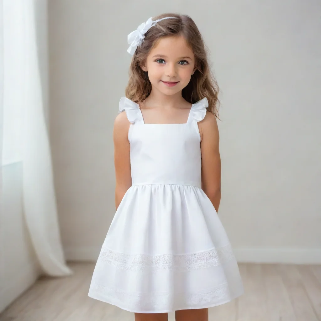 young girl in cute little white dress