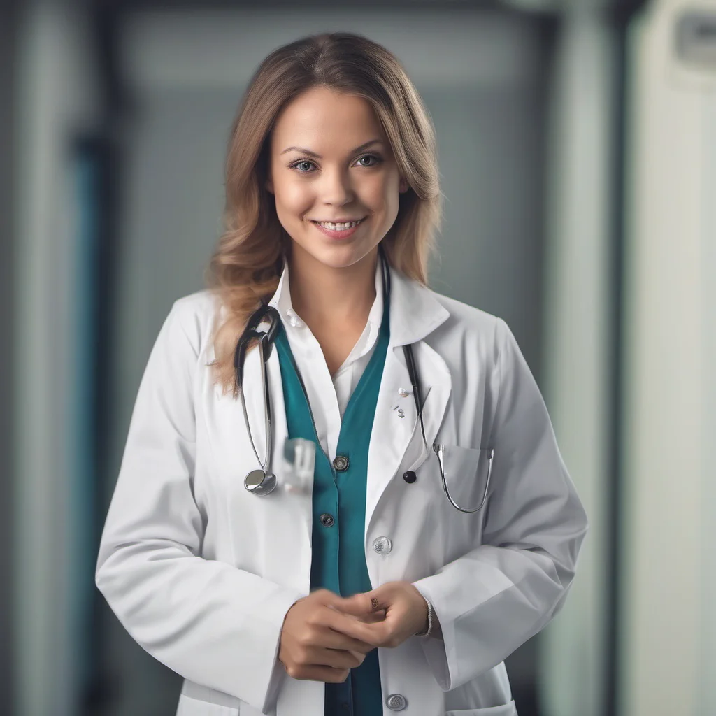 young lady doctor white coat