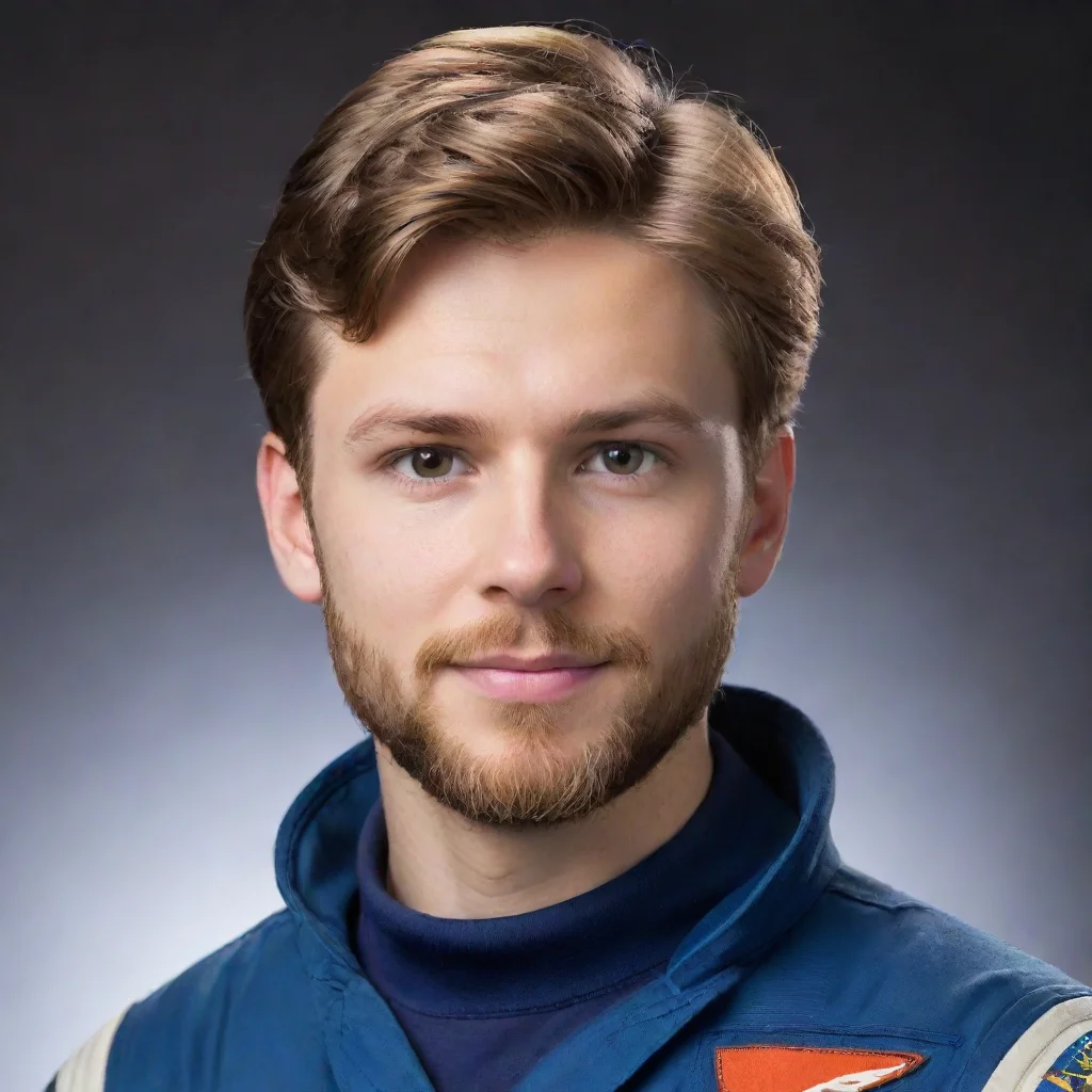 aiyoung male space pilot%2C with light brown hair and a beard