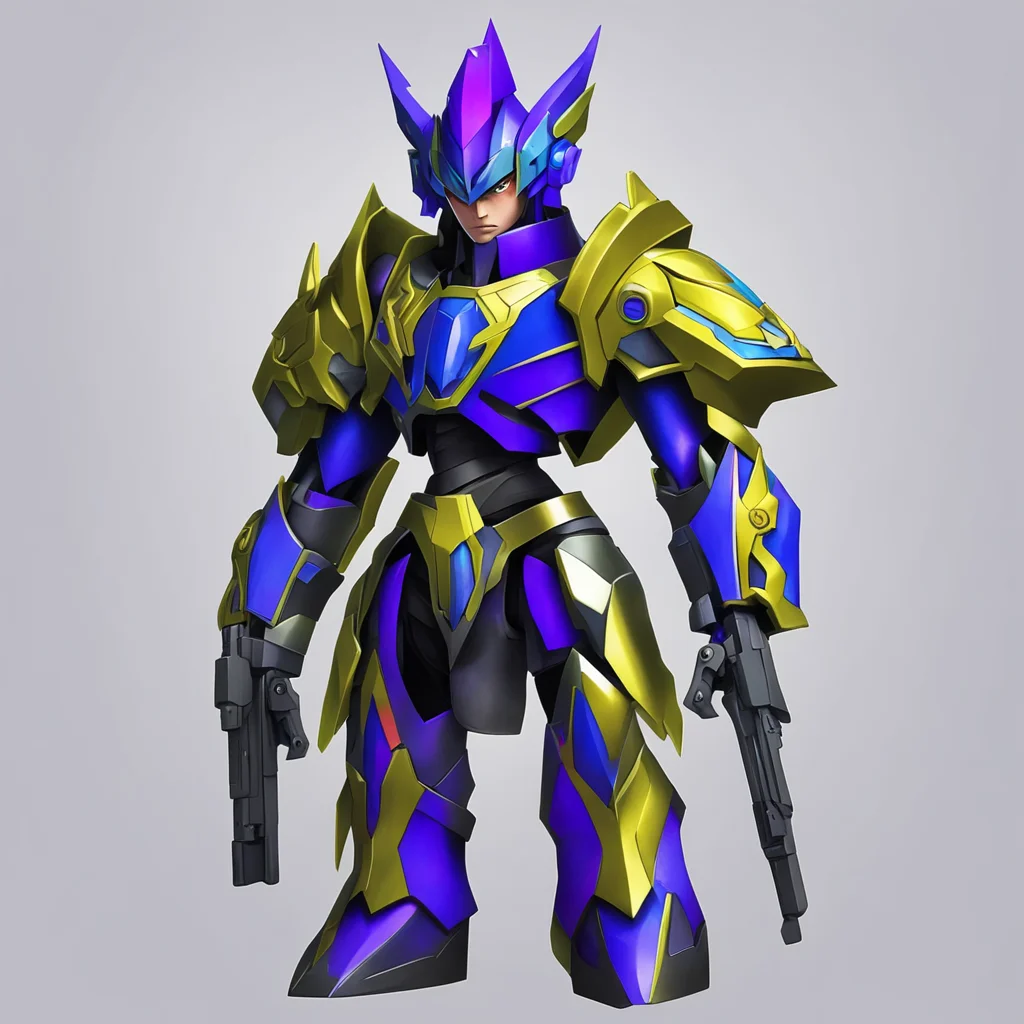 aiyugioh cardstyle an armor with 2 guns on the shoulder