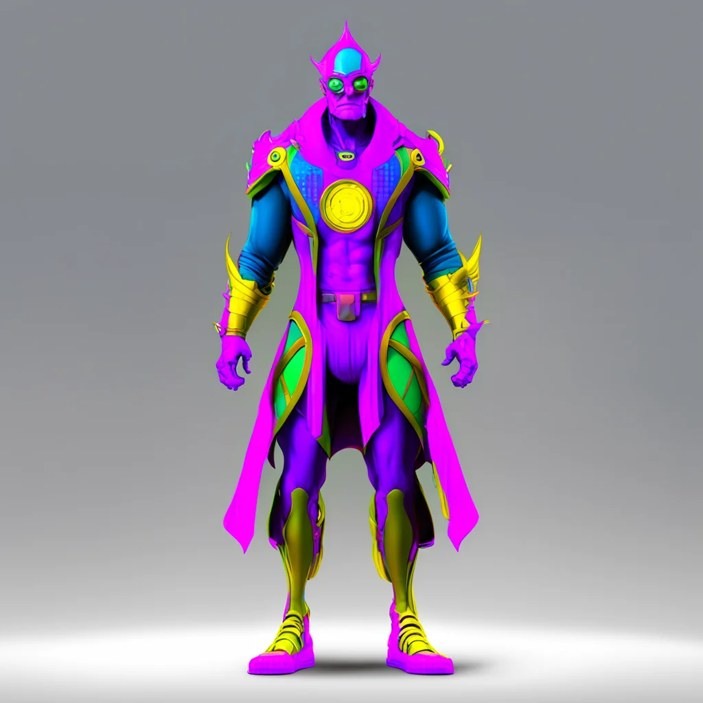 zorbon inter dimensional time wizard super villain full body full character design concept art peter max octane render